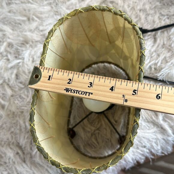 Green Guyabano & Cocoa Leaf Small Oval Accent Table Lamp Natural Boho - Picture 15 of 17
